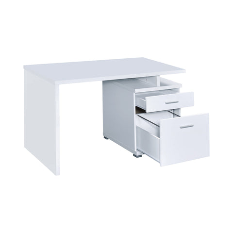 Coaster Irving 2-drawer Office Desk with Cabinet White Model 800110