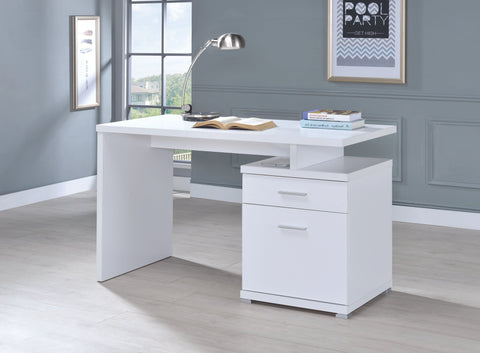 Coaster Irving 2-drawer Office Desk with Cabinet White Model 800110