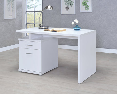 Coaster Irving 2-drawer Office Desk with Cabinet White Model 800110