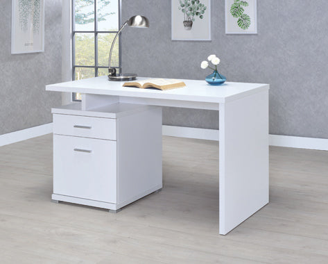 Coaster Irving 2-drawer Office Desk with Cabinet White Model 800110