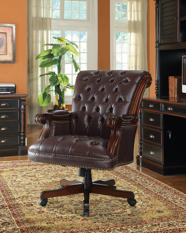 Coaster Calloway Tufted Adjustable Height Office Chair Dark Brown Model 800142