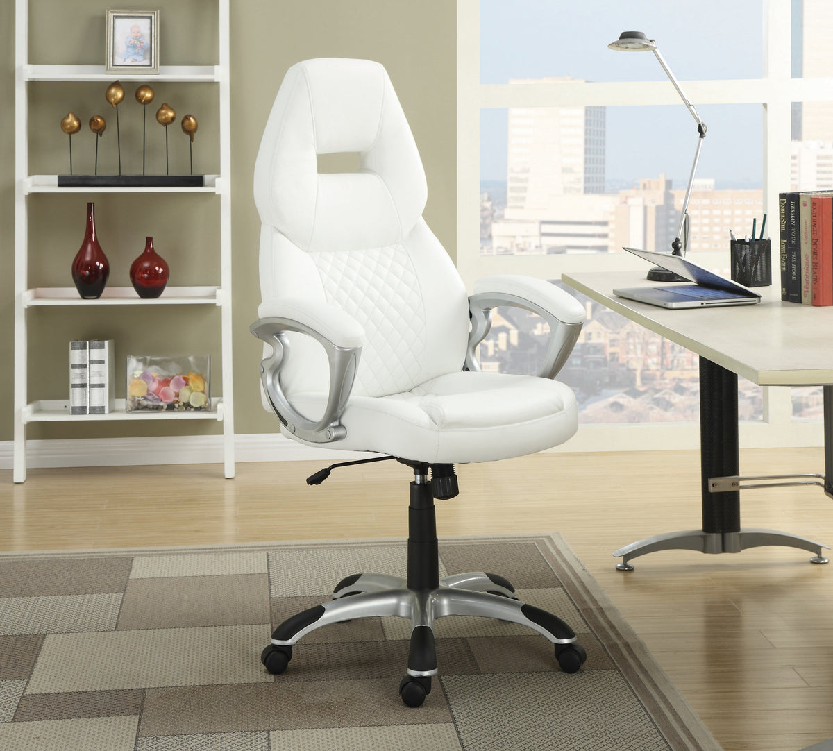 Coaster Bruce Adjustable Height Office Chair White and Silver Model 800150
