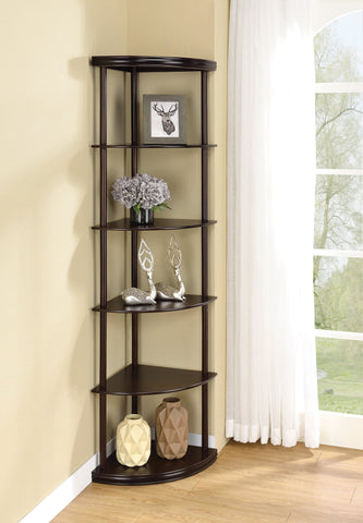 Coaster Bonwick 5-shelf Corner Bookshelf Cappuccino Model 800279