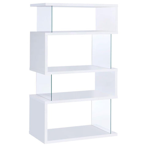 Coaster Emelle 4-tier Bookcase White and Clear Model 800300