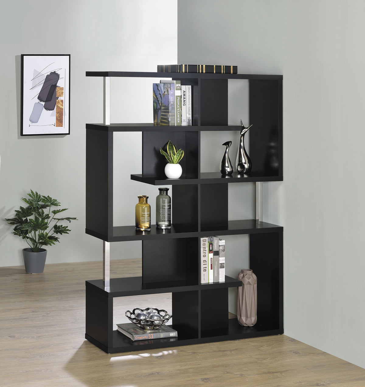Coaster Hoover 5-tier Bookcase Black and Chrome Model 800309
