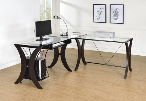 Coaster Monterey 3-piece L-shaped Computer Desk Set Cappuccino Model 800446