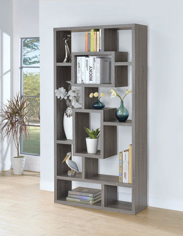 Coaster Howie 10-shelf Bookcase Weathered Grey Model 800512