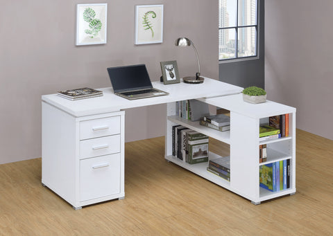 Coaster Yvette L-shape Office Desk White Model 800516