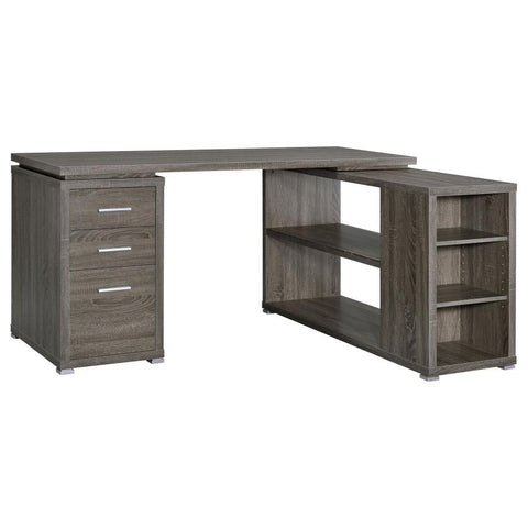 Coaster Yvette L-shape Office Desk Weathered Grey Model 800518