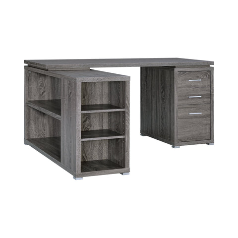 Coaster Yvette L-shape Office Desk Weathered Grey Model 800518