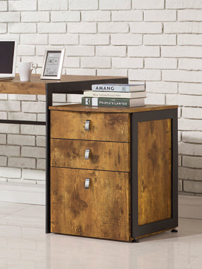 Coaster Estrella 3-drawer File Cabinet Antique Nutmeg and Gunmetal Model 800656