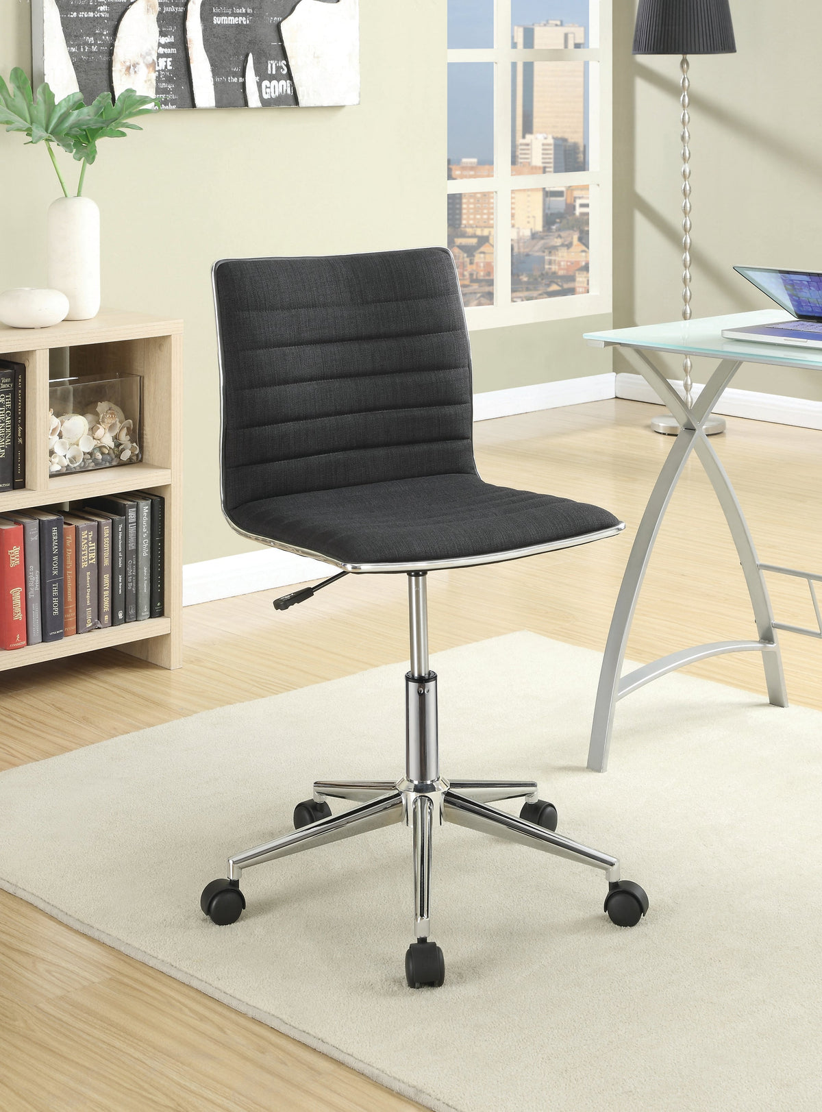 Coaster Chryses Adjustable Height Office Chair Black and Chrome Model 800725