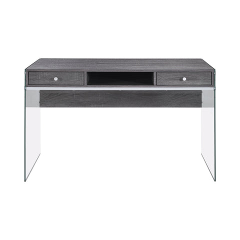 Coaster Dobrev 2-drawer Writing Desk Weathered Grey and Clear Model 800818