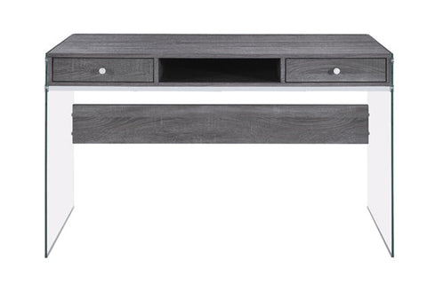 Coaster Dobrev 2-drawer Writing Desk Weathered Grey and Clear Model 800818