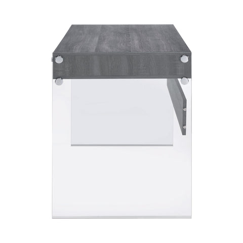 Coaster Dobrev 2-drawer Writing Desk Weathered Grey and Clear Model 800818