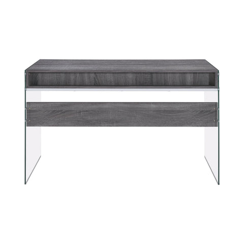 Coaster Dobrev 2-drawer Writing Desk Weathered Grey and Clear Model 800818