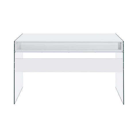 Coaster Dobrev 2-drawer Writing Desk Glossy White and Clear Model 800829