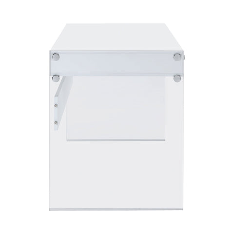 Coaster Dobrev 2-drawer Writing Desk Glossy White and Clear Model 800829
