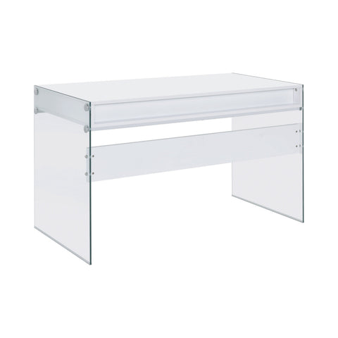 Coaster Dobrev 2-drawer Writing Desk Glossy White and Clear Model 800829