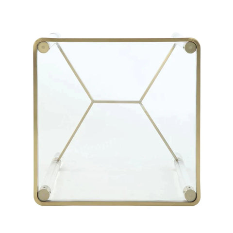 Penstemon Clear Acrylic, Gold Stainless Steel & Clear Glass End Table Model 80097 By ACME Furniture