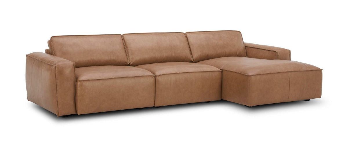 Modrest Cambria Modern RAF Cognac Leather Sectional Sofa