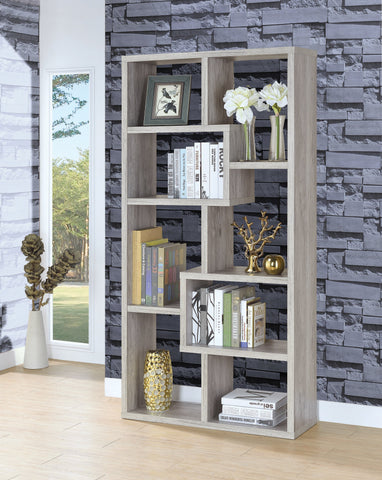 Coaster Theo 10-shelf Bookcase Grey Driftwood Model 801137