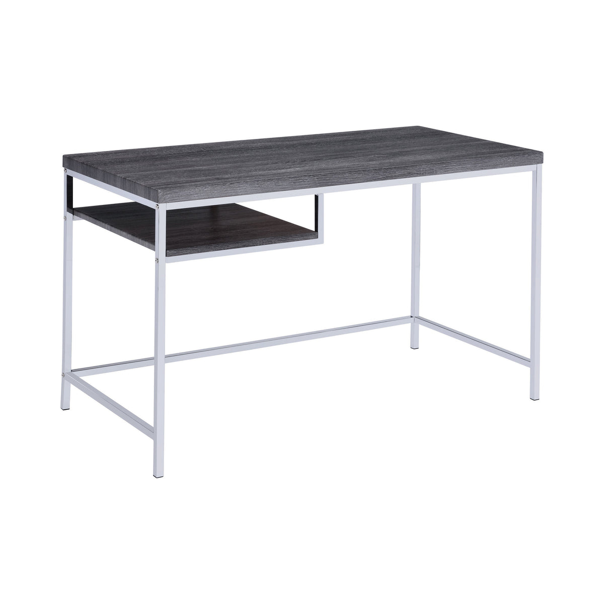 Coaster Kravitz Rectangular Writing Desk Weathered Grey and Chrome Model 801271
