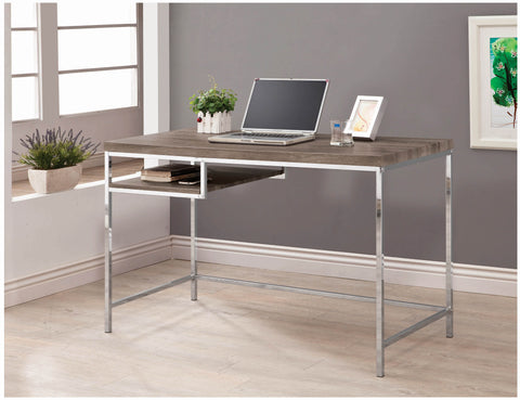 Coaster Kravitz Rectangular Writing Desk Weathered Grey and Chrome Model 801271
