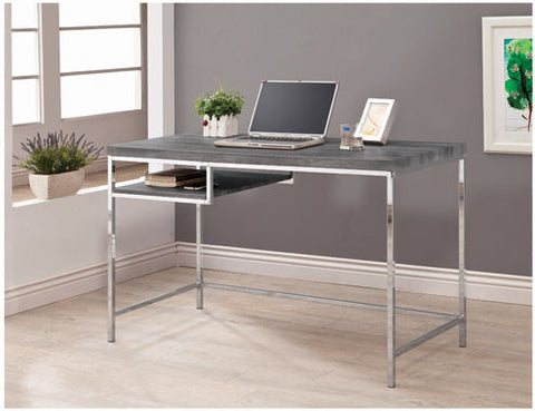 Coaster Kravitz Rectangular Writing Desk Weathered Grey and Chrome Model 801271