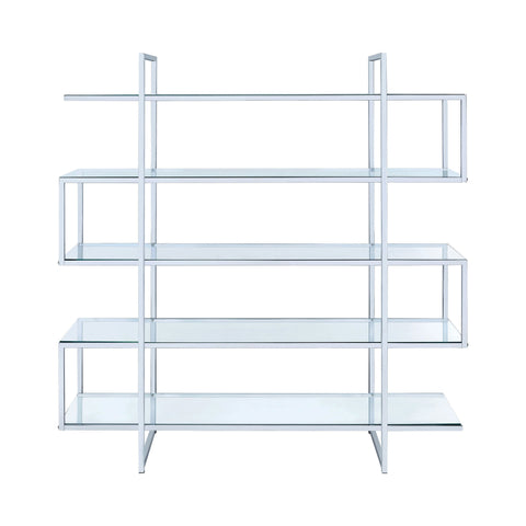 Coaster 5-shelf Bookcase Chrome and Clear Model 801304