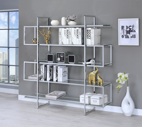Coaster 5-shelf Bookcase Chrome and Clear Model 801304