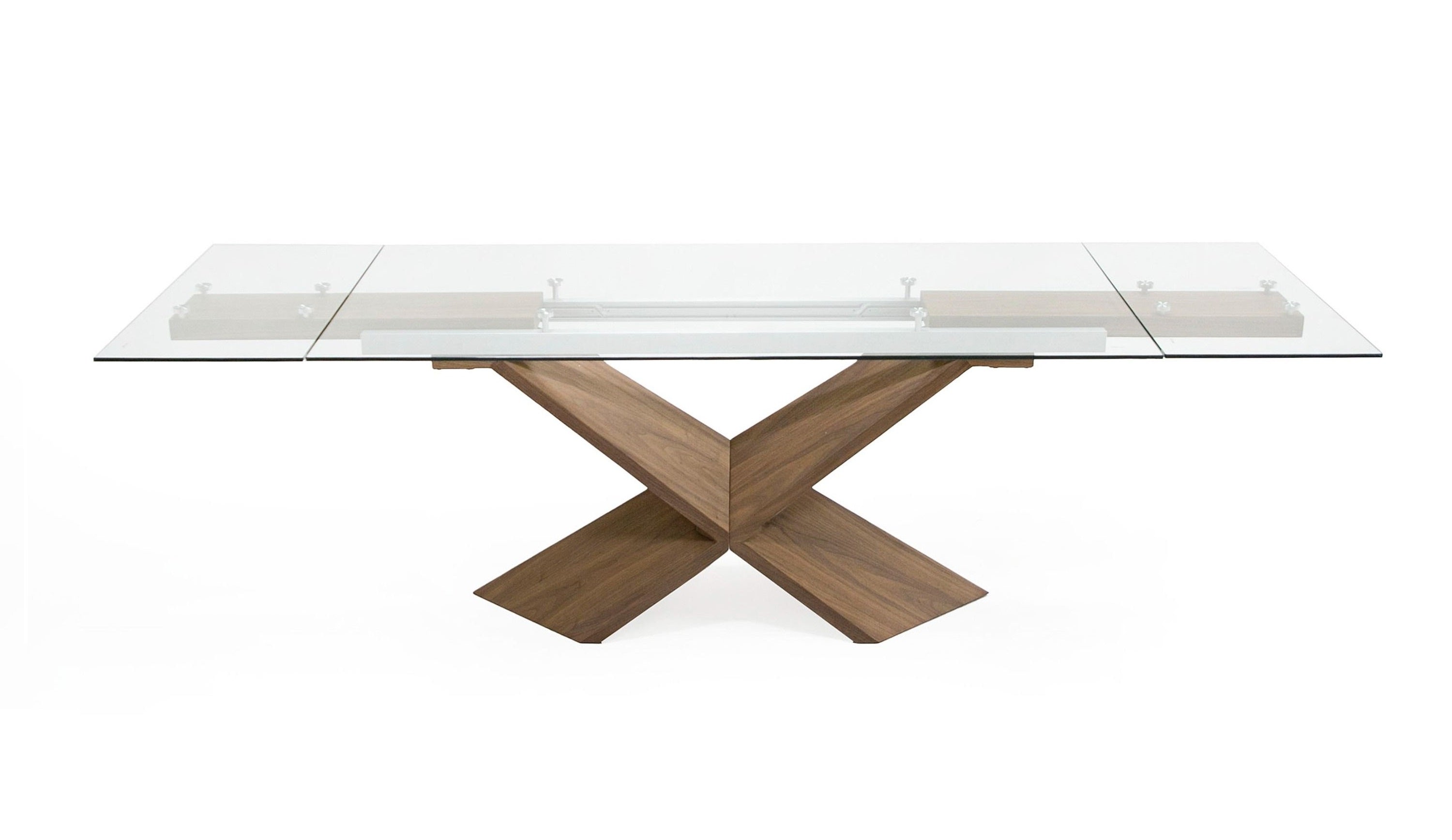 Modrest Scott Modern Walnut And Glass Extendable 70 5" | 106" Dining Table Model VGNS-GD8782X-W