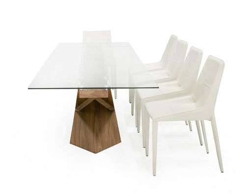 Modrest Scott Modern Walnut And Glass Extendable 70 5" | 106" Dining Table Model VGNS-GD8782X-W