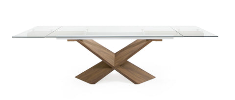 Modrest Scott Modern Walnut And Glass Extendable 70 5" | 106" Dining Table Model VGNS-GD8782X-W