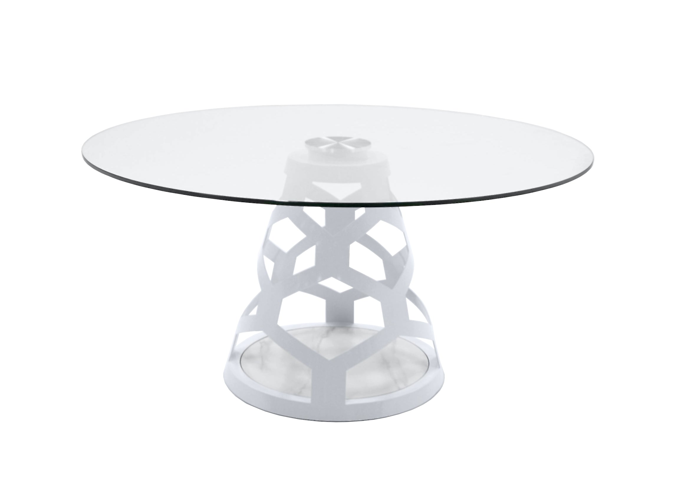 Modrest Lilly Modern 12Mm Round Glass & White Dining Table Model VGNS-GD8800-12MM