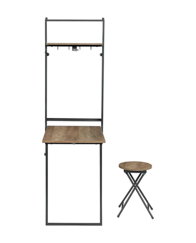 Coaster Riley Foldable Wall Desk with Stool Rustic Oak and Sandy Black Model 801402