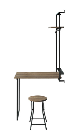 Coaster Riley Foldable Wall Desk with Stool Rustic Oak and Sandy Black Model 801402