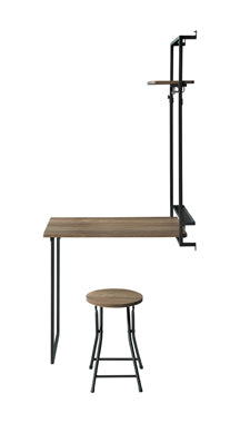Coaster Riley Foldable Wall Desk with Stool Rustic Oak and Sandy Black Model 801402
