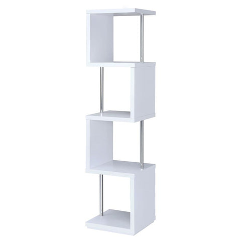 Coaster Baxter 4-shelf Bookcase White and Chrome Model 801418