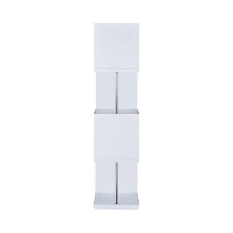 Coaster Baxter 4-shelf Bookcase White and Chrome Model 801418