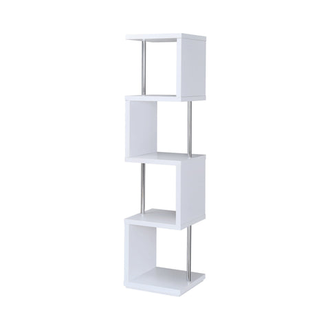 Coaster Baxter 4-shelf Bookcase White and Chrome Model 801418