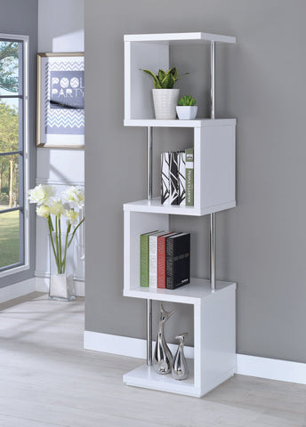 Coaster Baxter 4-shelf Bookcase White and Chrome Model 801418