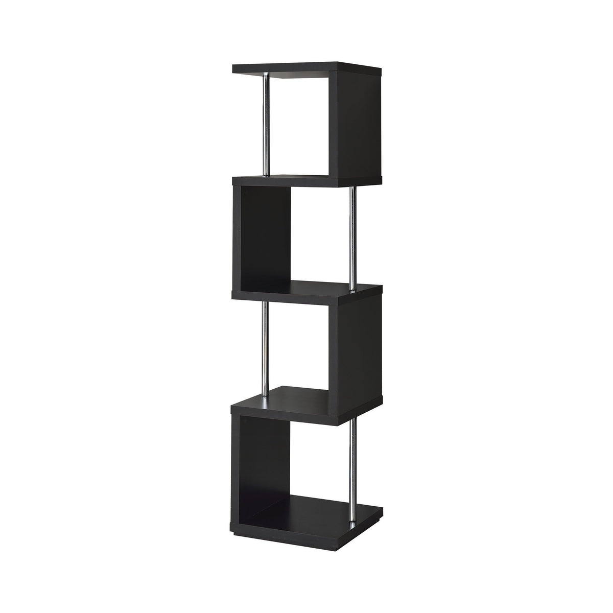 Coaster Baxter 4-shelf Bookcase Black and Chrome Model 801419