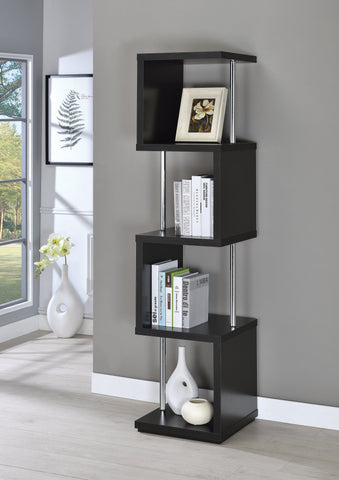 Coaster Baxter 4-shelf Bookcase Black and Chrome Model 801419