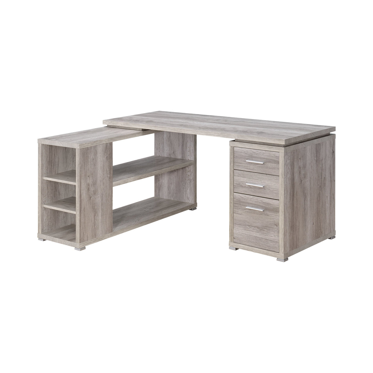 Coaster Yvette L-shape Office Desk Grey Driftwood Model 801516