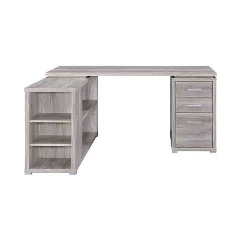 Coaster Yvette L-shape Office Desk Grey Driftwood Model 801516