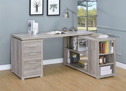 Coaster Yvette L-shape Office Desk Grey Driftwood Model 801516