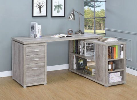 Coaster Yvette L-shape Office Desk Grey Driftwood Model 801516