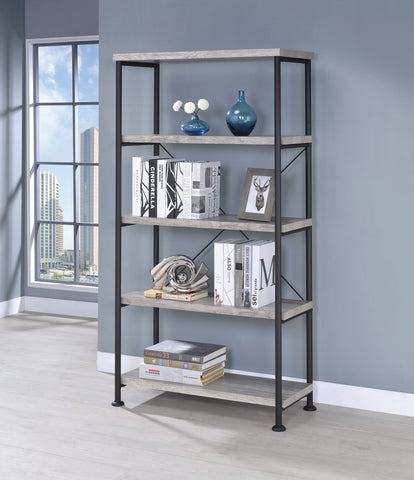 Coaster Analiese 4-shelf Bookcase Grey Driftwood Model 801546