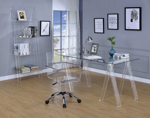 Coaster Amaturo 4-shelf Ladder Bookcase Clear Model 801553